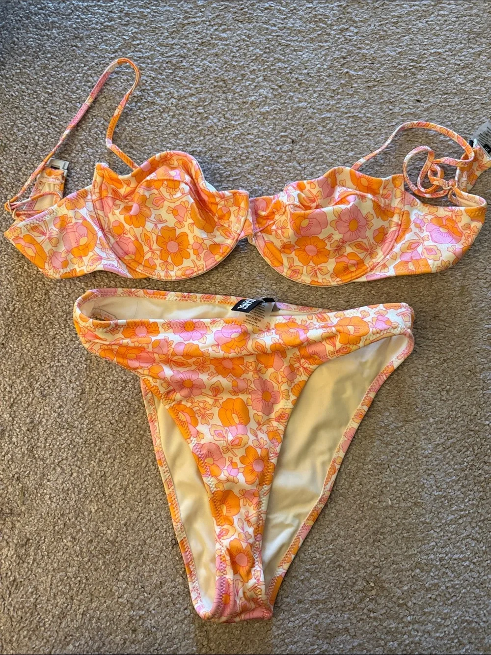 triangl swimwear Orange Pink Floral Underwire Bikini